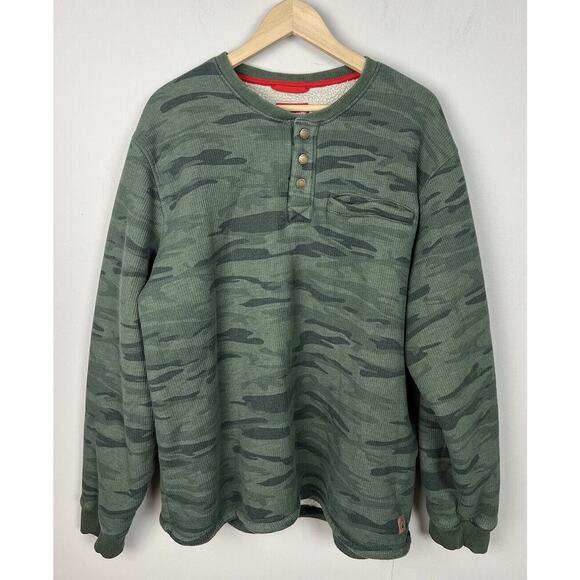 Coleman Bonded Waffle Sherpa Lined Henley Sweater Camo Size XXL Cotton Blend Men - Picture 1 of 6